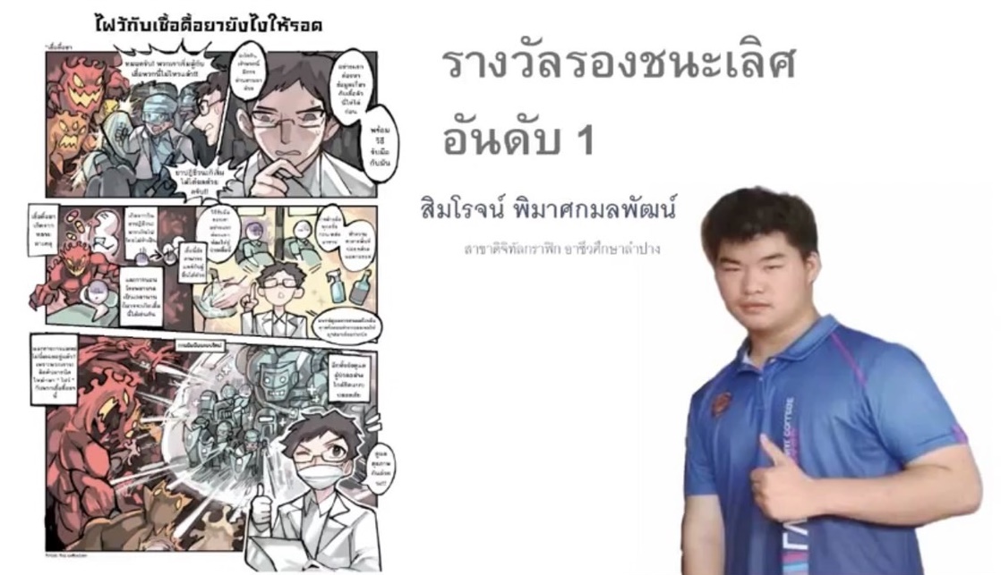 รางวัลรองชนะเลิศอันดับ 1  การแข่งขันวาดการ์ตูน 4-6 ช่อง Young Cartoonist Against AMR Contest 2014” หัวข้อ “ไฝว้เชื้อดื้อยายังไงให้รอด?” 
